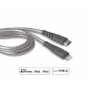 Câble Ultra-renforcé USB C/Lightning 1,2m 3A Garanti à vie Gris Force Power