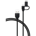 Câble 2 en 1 USB A/micro USB & USB C 1,2 m Noir Bigben