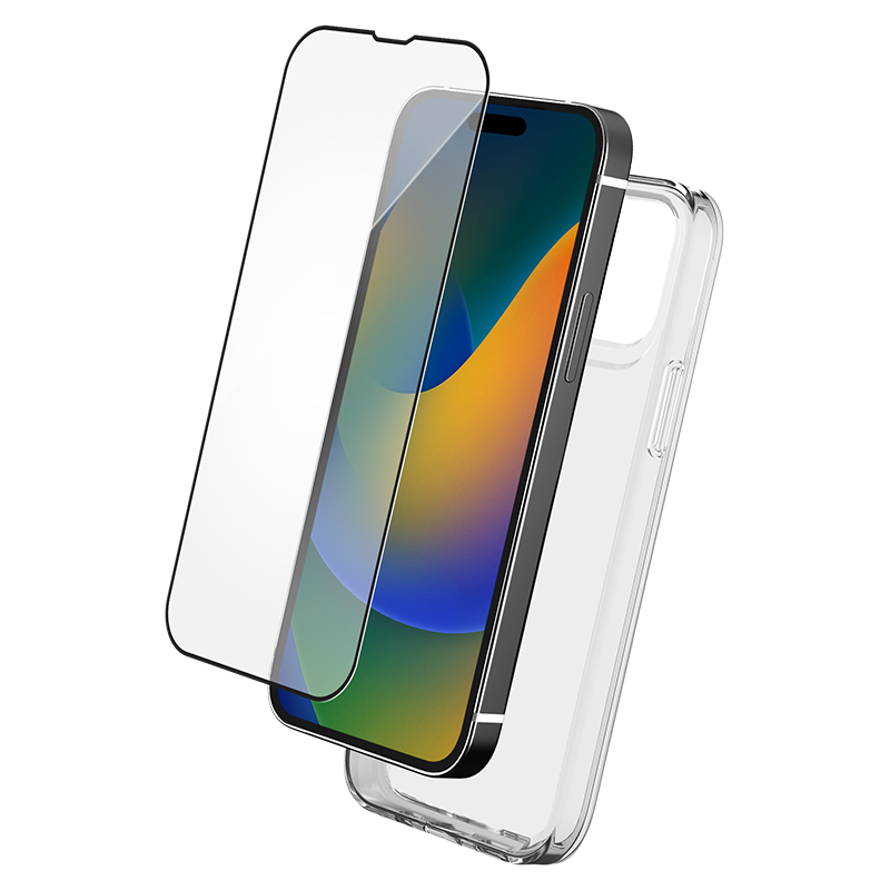 Pack iPhone 15 Coque Transparente et Verre trempé et SmartFrame Bigben