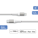 Câble Renforcé USB C vers Lightning 1,2m 3A Blanc Garanti à vie Force Power Lite