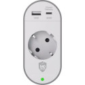 Parafoudre 1 prise GSchuko Type F 540J + 2 ports USB A+C PD Grise et Blanche FORCE POWER