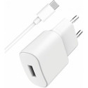 Kit Chargeur USB A 2.4A + Câble USB A / USB C 1m Blanc