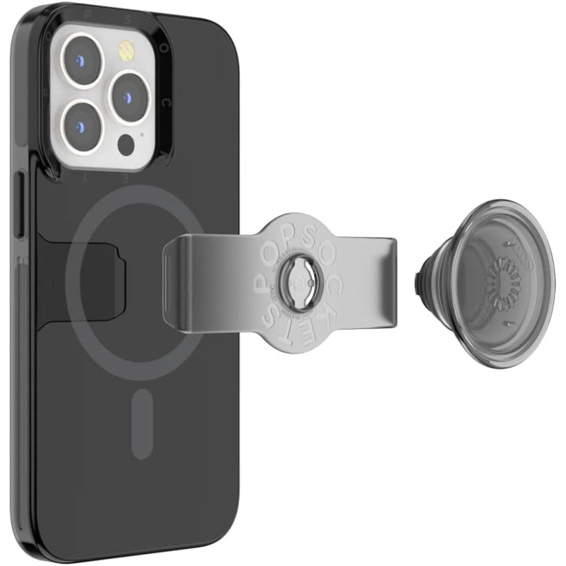 Coque iPhone 13 Pro Compatible MagSafe avec Popgrip Slide Noir Popsockets