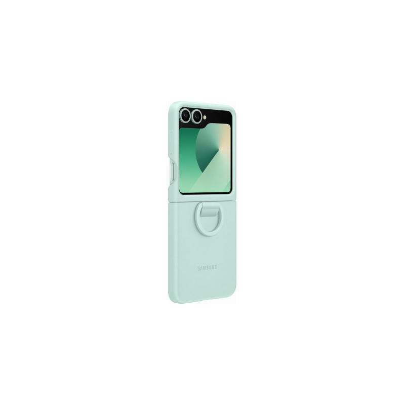 Coque Samsung Galaxy Z Flip 6 Silicone avec Anneau Vert d'eau