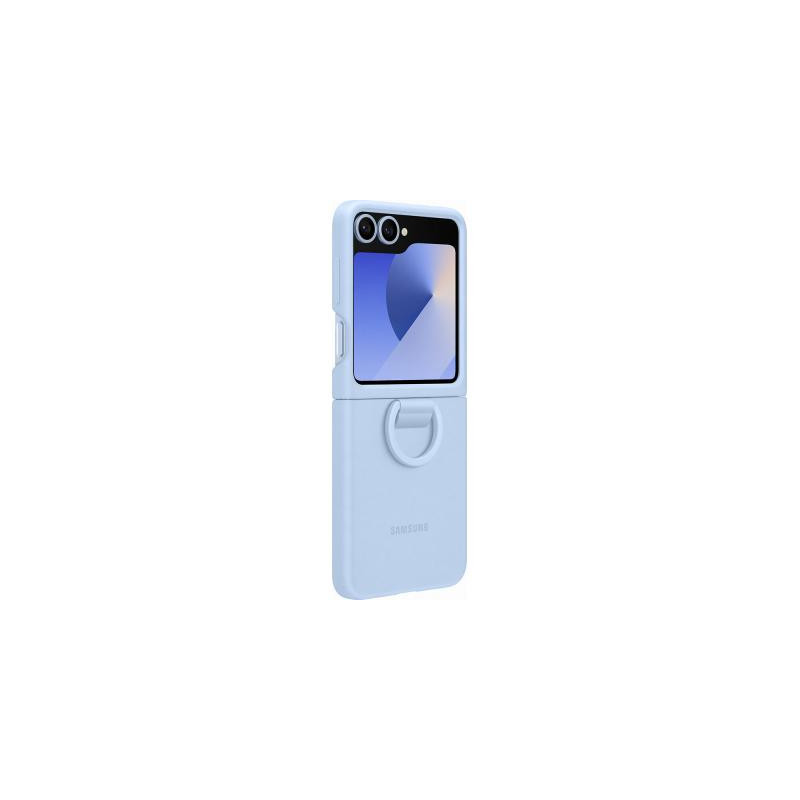 Coque Samsung Galaxy Z Flip 6 Silicone avec Anneau Bleue