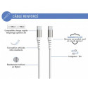 Câble Renforcé USB C / USB C 3A 2m PD 60W Blanc FORCE POWER