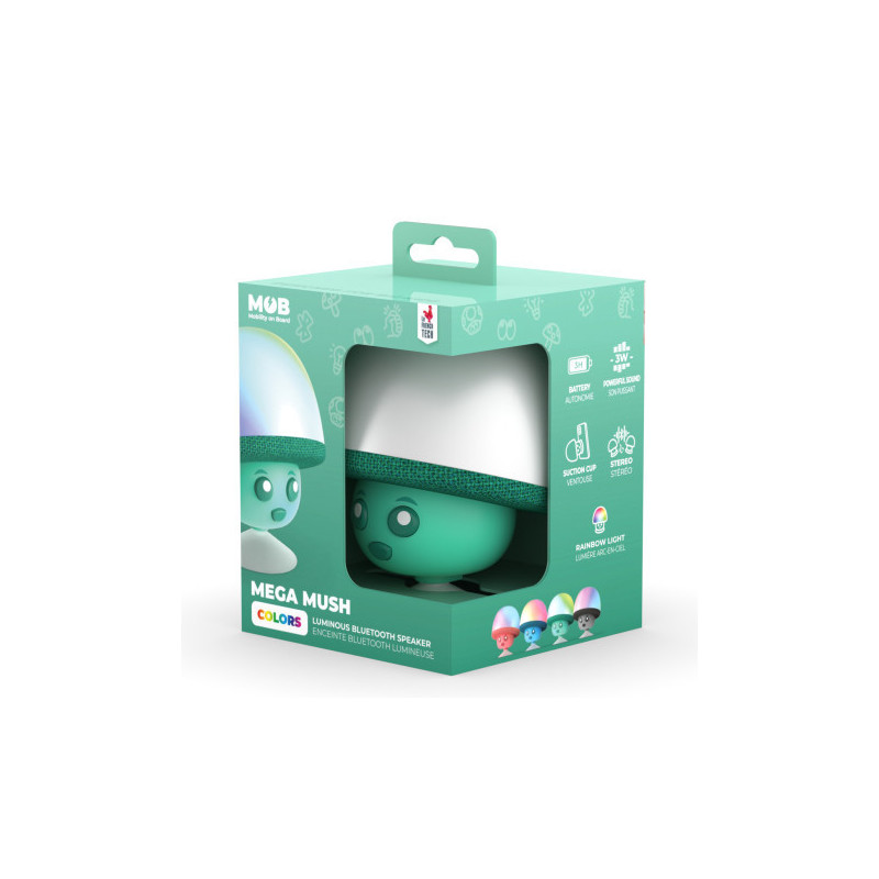 Mob Mini enceinte champignon avec lumières led ventouse vert