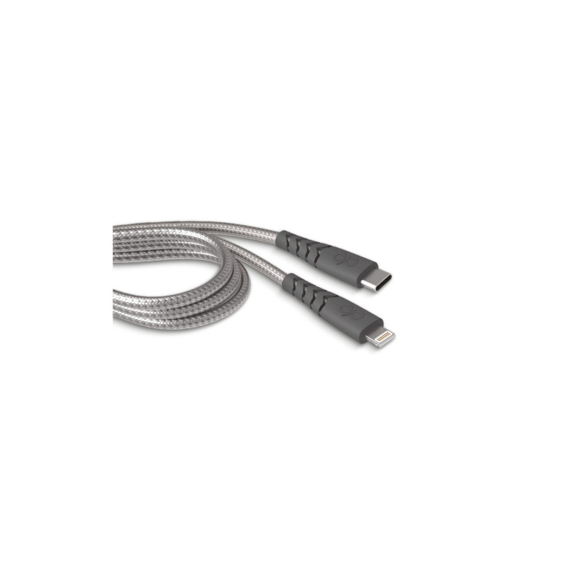 Câble Ultra-Renforcé USB C / Lightning 3A 2m PD 60W Gris + Garantie à vie Force Power