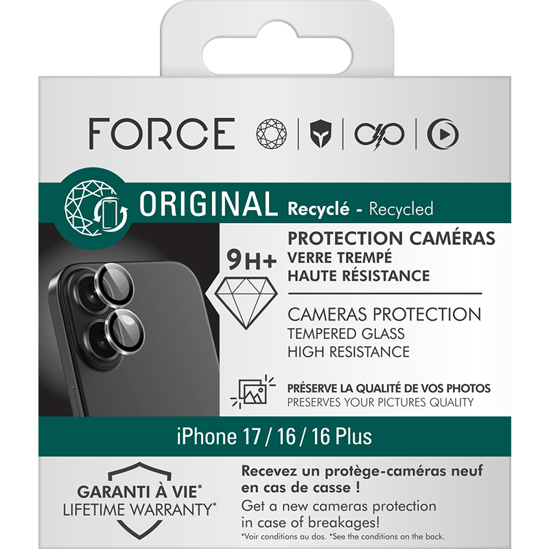 Protège lentilles FG Lens Protector IP17/IP16/IP16 Plus x2 Verre trempé Transparent + Garantie à vie S Force Glass