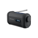 ENCEINTE BLUETOOTH - RADIO PORTABLE - LAMPE TORCHE : SOLAIRE ET DYNAMO - SPLASH PROOF IP64 - NOIR - MUSE
