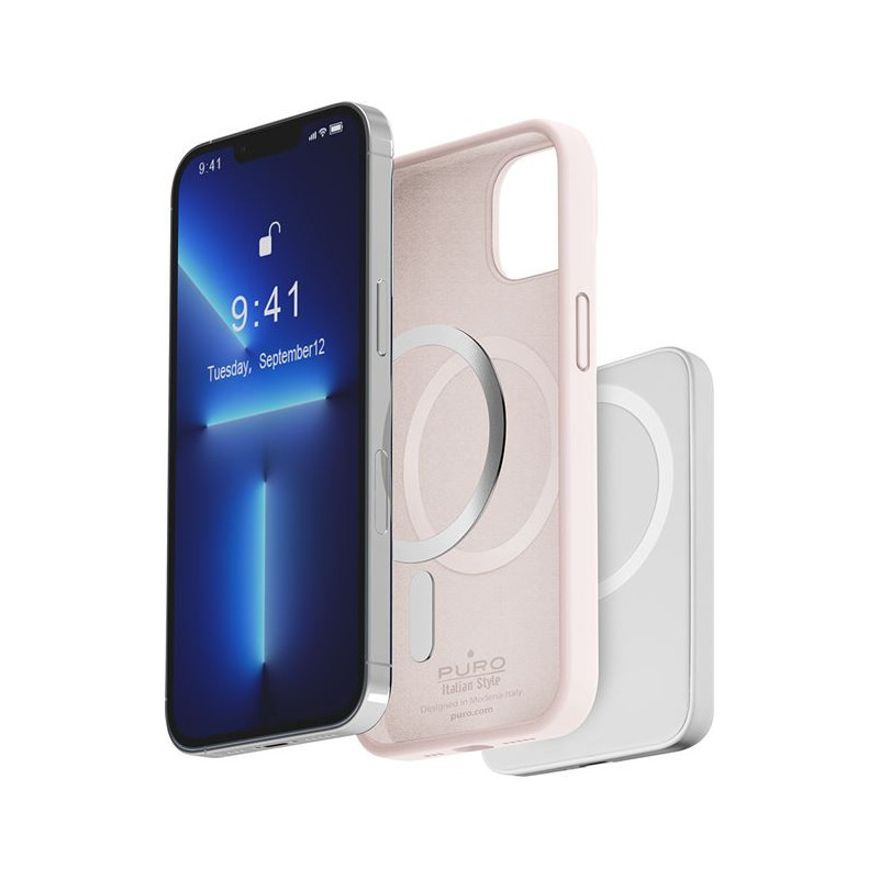 Coque iPhone 13 silicone Puro Icon Magnetique Rose