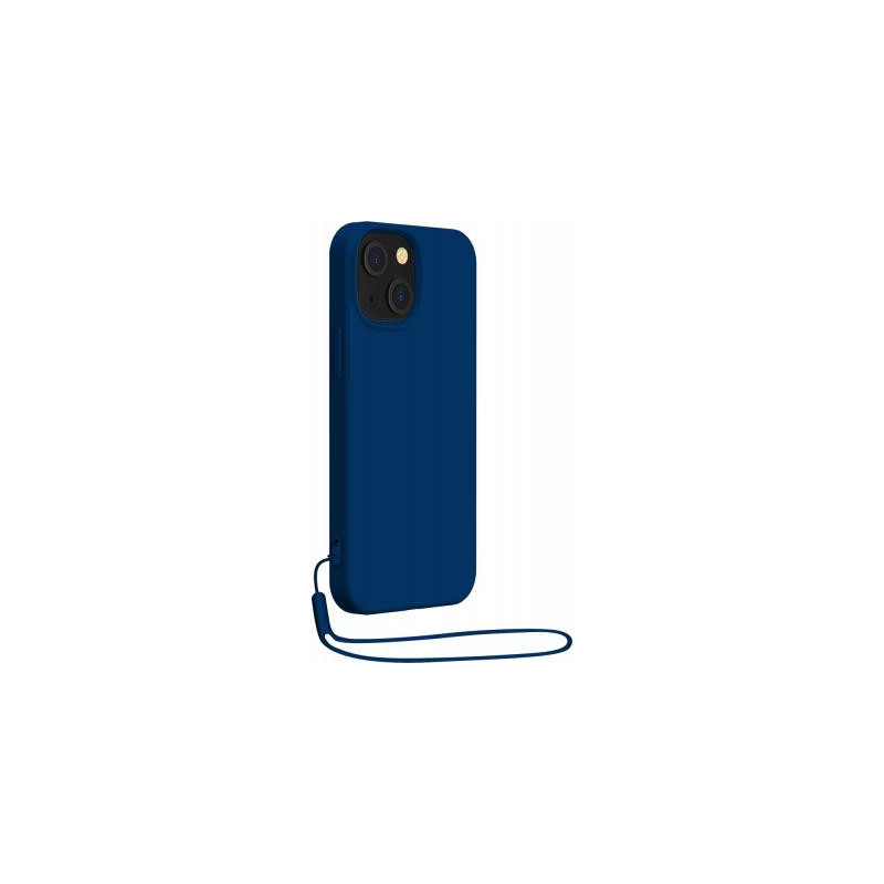 Coque iPhone 14 Silicone Strap + Dragonne assortie Bleu Marine