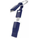 Câble High Five USB A+C / microUSB & USB C & Lightning 2.4A 7cm Format Porte-clés FastCharge 12W Bleu VONMAHLEN