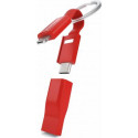 Câble High Five USB A+C / microUSB & USB C & Lightning 2.4A 7cm Format Porte-clés FastCharge 12W Rouge VONMAHLEN