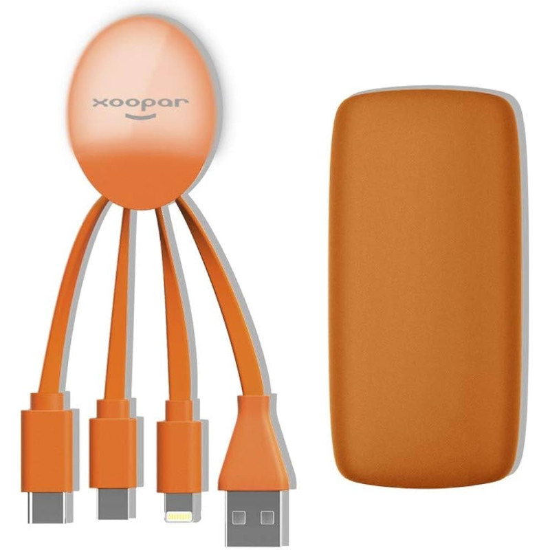 Powerbank 5000mAh 1 port USB A + Câble multiple Octopus Orange