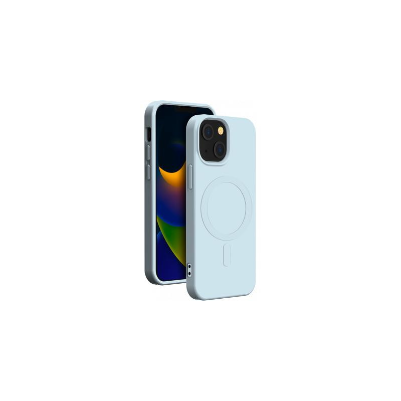 Coque MagSafe iPhone 15 Plus Silicone Bleue