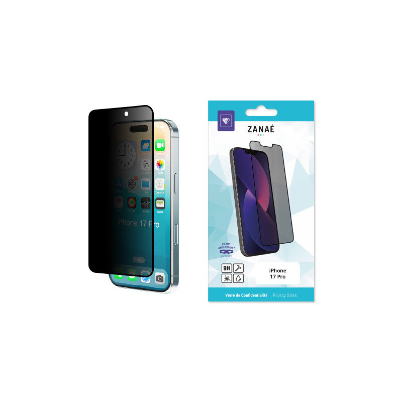 Verre trempé iPhone 17 Pro - Confidentialité Zanaé