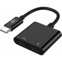 Adaptateur Audio USB C 60W PD vers USB C + Charge USB C 12cm Noir