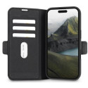 Folio iPhone 16 Oslo Pro Cuir Vegan Dbramante 1928 - Fonction Stand Noir - Certifié GRS