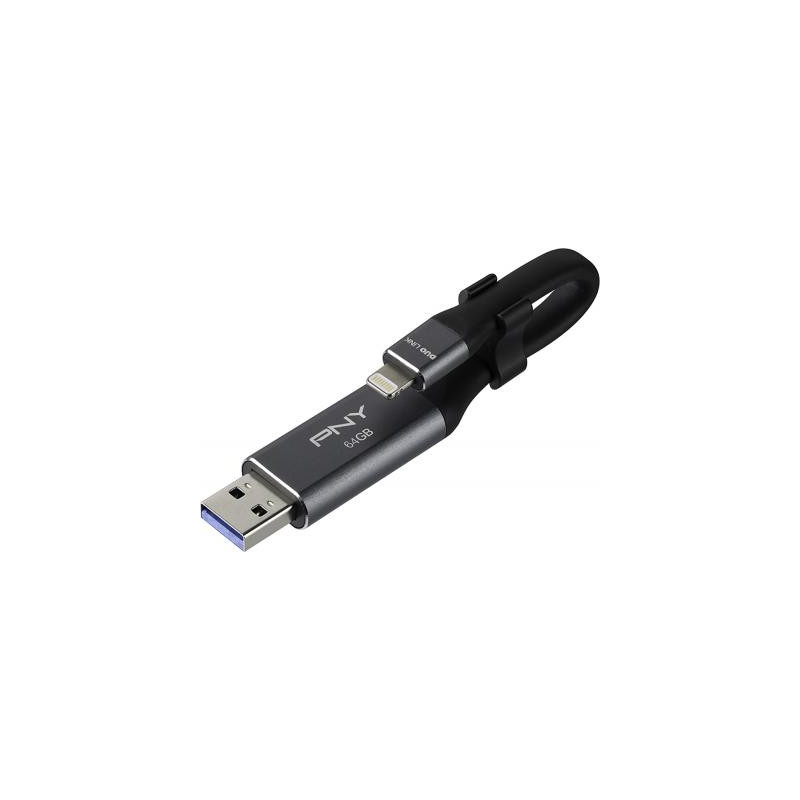 Clé USB 3.0 + Lightning 64GB OTG Noire - PNY