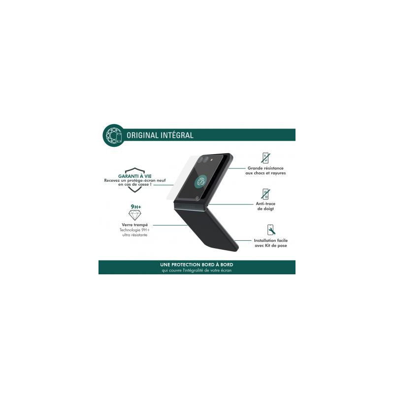 Protège écran Samsung Galaxy Z Flip 7 / Flip 8 Original 2.5D Verre trempé + Garantie à vie - Certifié GRS