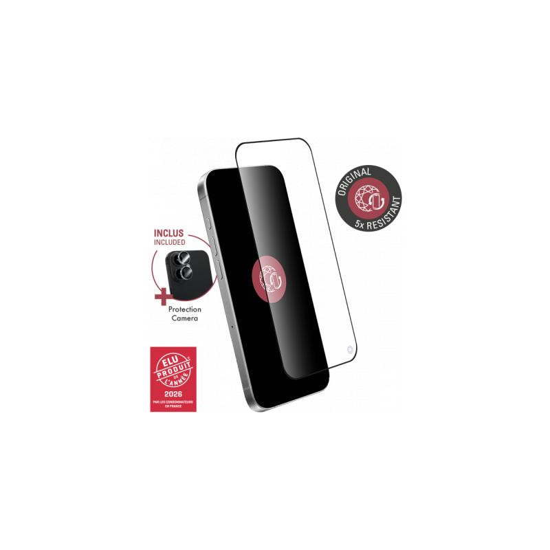 Pack Protège-écran iPhone 16 Plus 2.5D Original + 2 Protège Lentilles + Garantie à vie - Certifié GRS
