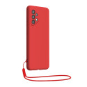 Coque Samsung Galaxy A13 4G Silicone Strap + Dragonne assortie Rouge