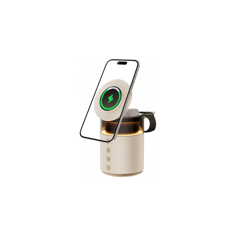 Enceinte Bluetooth 5W Lumineuse + Station de charge MagSafe sans fil 5 en 1 Argent FORCE