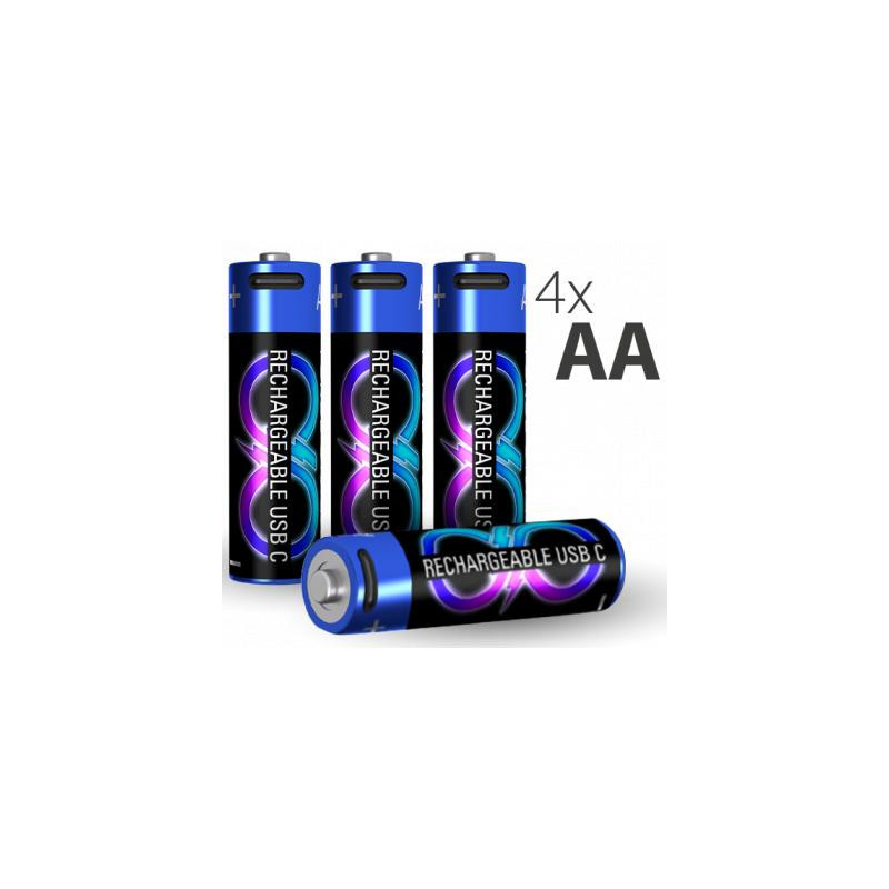 Pack de 4 Piles rechargeables USB C LR6 AA