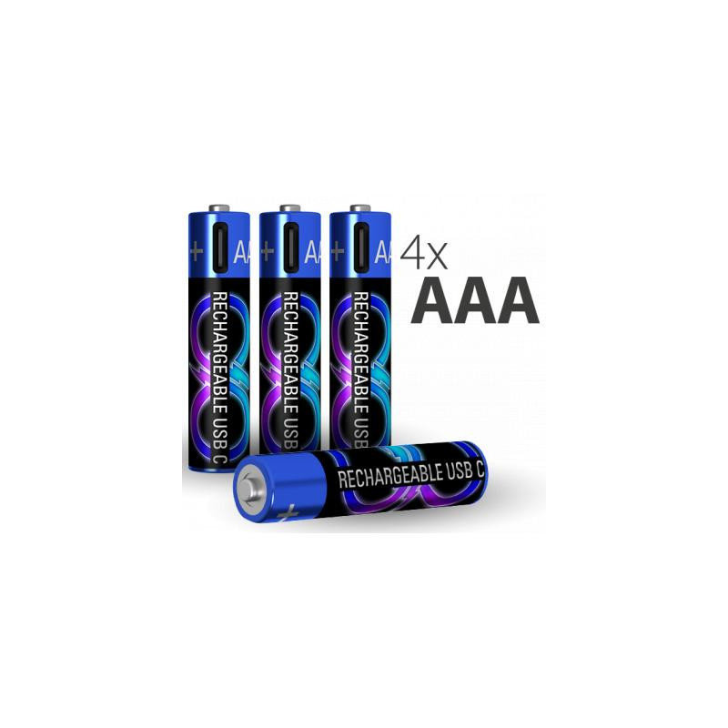 Pack de 4 Piles rechargeables USB C LR6 AAA