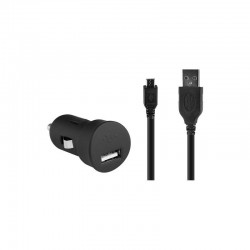 Mini chargeur allume-cigare noir USB 2A avec câble micro USB
