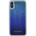  Coque Phone X rigide liquide bleue avec paillettes bleues Guess 
