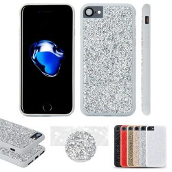 Coque pour IPhone 6/7/8 BLING STRASS (PC+TPU) antichoc - Argent