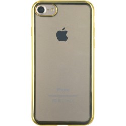Coque pour iPhone 7/8 - semi-rigide transparente et contour métal doré