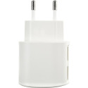 Mini base de chargeur secteur double entrée USB 2A blanche