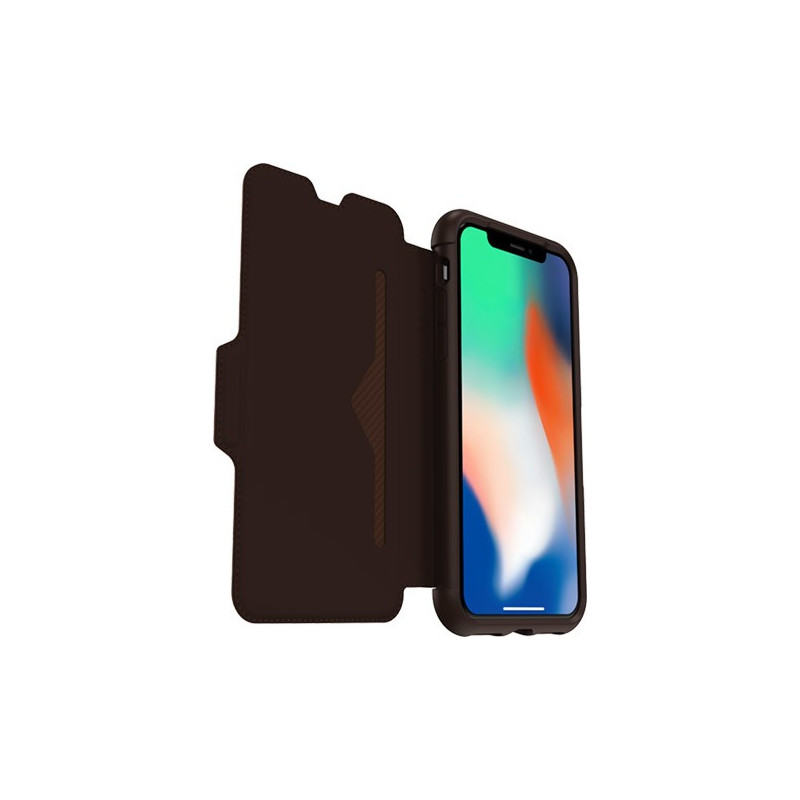 Etui pour iPhone X/Xs - OtterBox Strada series en cuir véritable - marron
