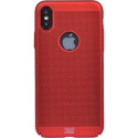Coque rigide perforée rouge Colorblock pour iPhone X/XS