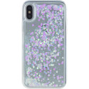 Coque pour iPhone X/XS - transparente avec paillettes blanches