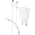 Chargeur maison 20W Power Delivery + Câble USB C/Lightning Blanc Bigben
