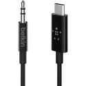 Câble audio 3,5 mm Rockstar avec connecteur USBC 90 cm Noir Belkin